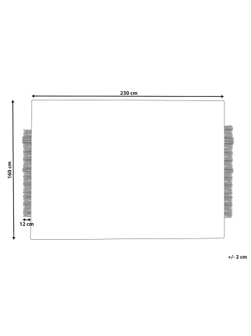 Beliani Geflochtener Teppich DIVARLI in Beige/Schwarz - (W) 160 x (H) 1.5 x (L) 230 cm