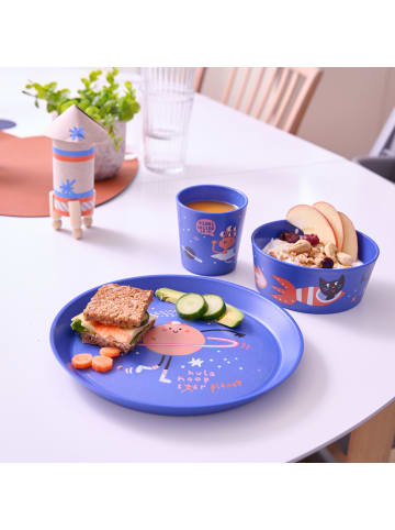 koziol CONNECT SPACE - Kleiner Teller + Schale + Becher in organic space blue
