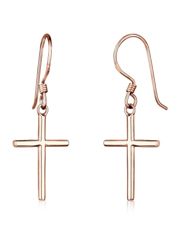 Elli Ohrringe 925 Sterling Silber Kreuz in Rosegold