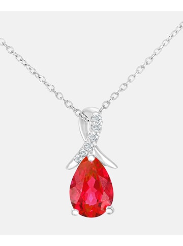 Diamant L'éternel Halskette mit Anhänger aus 375 Weißgold mit 0.87 Karat Diamant mit Rubin