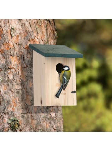 relaxdays Vogel-Nistkasten in Natur/ Grün - (B)14 x (H)22 x (T)15 cm