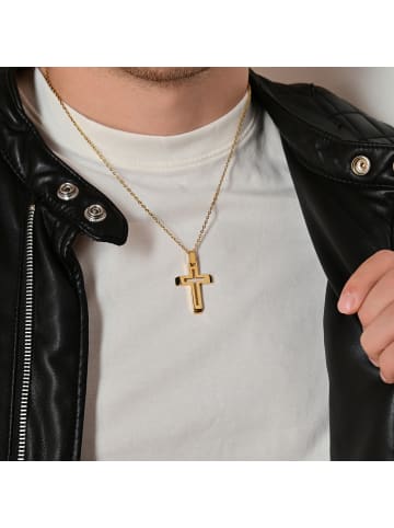 Adeliás Herren Anhänger – Kreuz Kreuzanhänger aus Edelstahl in gold