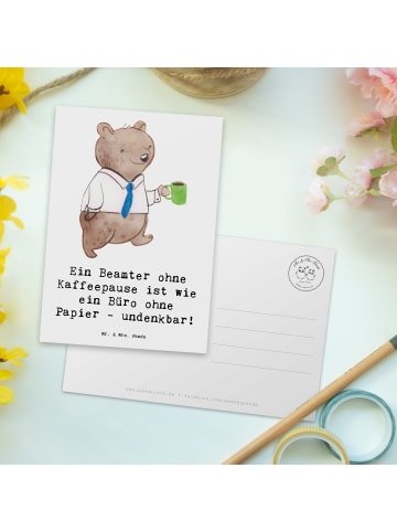 Mr. & Mrs. Panda Postkarte Beamter Kaffeepause mit Spruch in Weiß