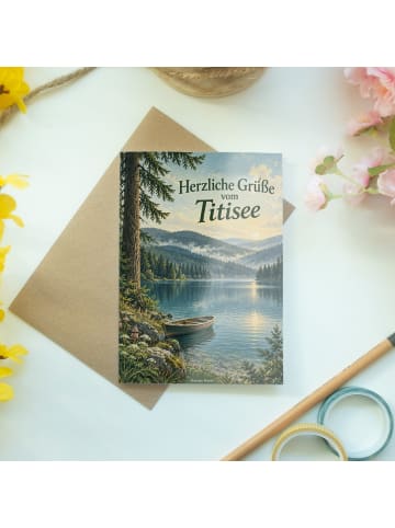 Grußkarte See stimmungsvoll Design mit Spruch in Weiß