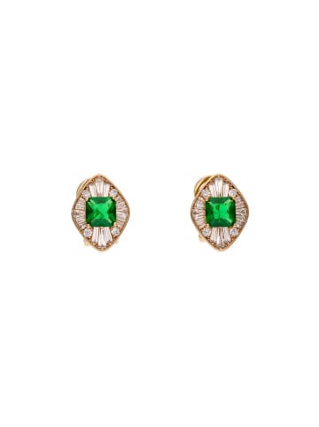 faina Women Huggie Earrings in Rose Gold Green