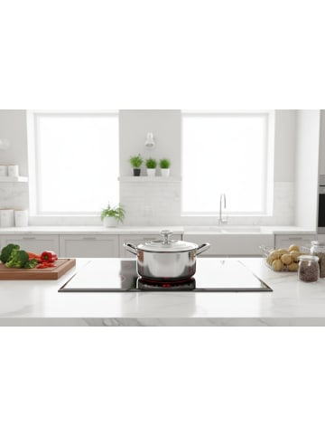 Cheffinger Edelstahl Kochtopf geeignet für alle Herdarten, Antihaftbeschichtet in Silber