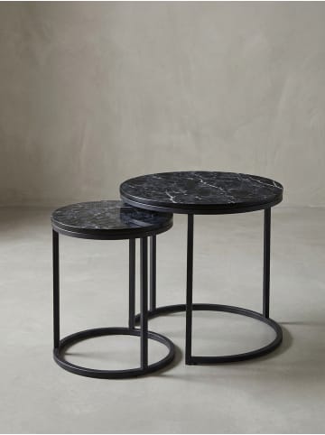 KADIMA DESIGN Beistelltisch 2er-Set | Marmor-Optik, Schwarz/Metall, Premium in Schwarz