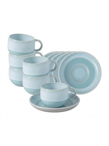 like. by Villeroy & Boch 6er Set Espressotassen mit Untertassen Perlemor Aqua in Blau 60 ml in blau