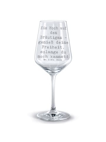 Mr. & Mrs. Panda Rotwein Glas Spruch Junggesellenabschied Feier ... in Transparent