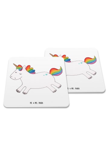 Mr. & Mrs. Panda Untersetzer für Gläser Einhorn Happy ohne Spruch in Weiß