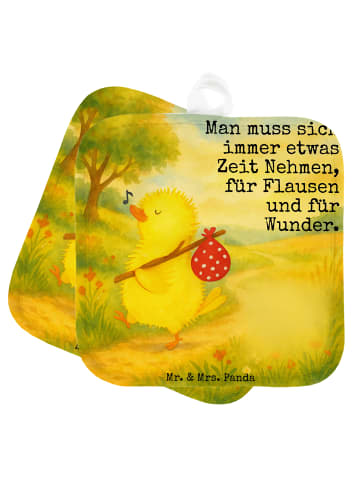 Mr. & Mrs. Panda 2er Set Topflappen Küken Wander Design mit Spruch in Weiß