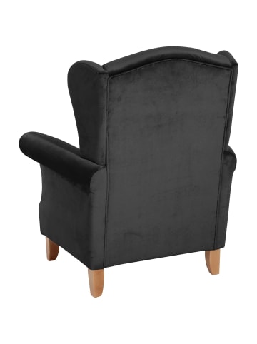 58 aufm Kessel OHRENSESSEL Katria Bezug Samtvelours Buche natur / schwarz