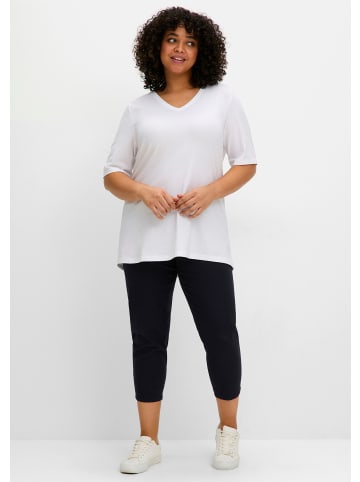 sheego V-Shirt in weiß