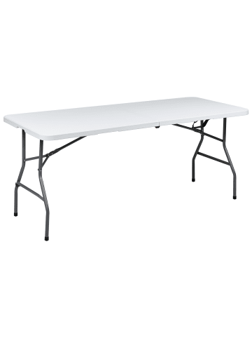 Beliani Gartentisch CUGNOLI in Weiß/Silber - (W) 74 x (H) 74 x (L) 180 cm