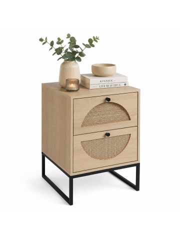 relaxdays Nachttisch in Natur/ Schwarz - (B)40 x (H)55 x (T)40 cm