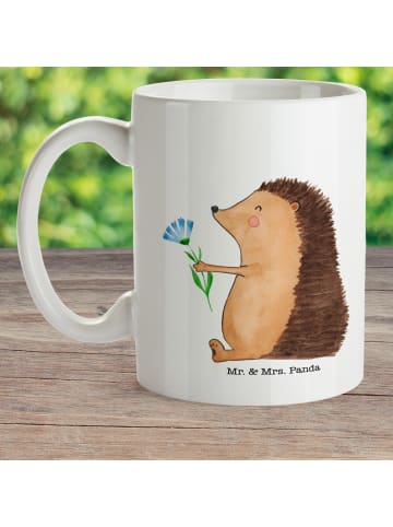 Mr. & Mrs. Panda Kindertasse Igel Blumen ohne Spruch in Weiß