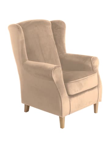 58 aufm Kessel OHRENSESSEL Karlen Bezug Samtvelours Buche natur / sand