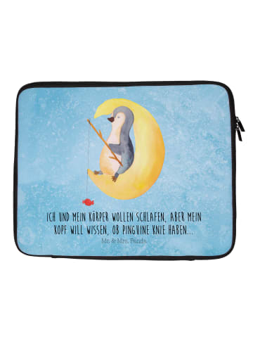 Mr. & Mrs. Panda Laptop Tasche Pinguin Mond mit Spruch in Eisblau
