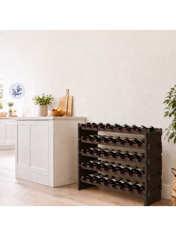 relaxdays Weinregal in Braun - (B)85 x (H)68 x (T)25,5 cm