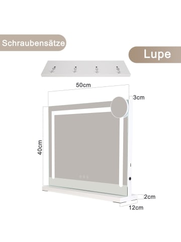 ZMH Schminkspiegel mit Beleuchtung in Nickel Touch Dimmbar L 50* H 40 cm