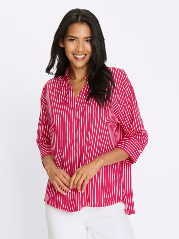 Sieh an! Longbluse in weiß-pink-gestreift