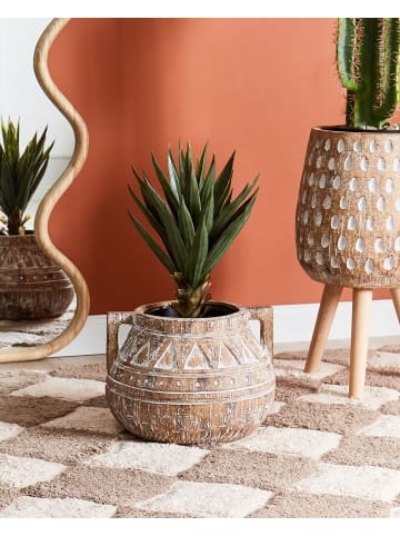 Beliani Outdoor Blumentopf VARIEGATUM in Braun/Beige - (W) 27 x (H) 27 x (L) 27 cm