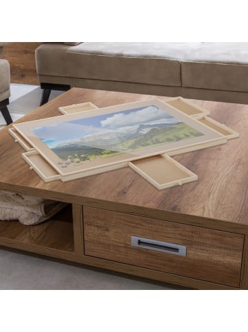 relaxdays Puzzlebrett in Natur - (B)83,5 x (H)4,5 x (T)63,5 cm