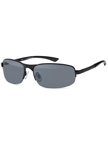 styleBREAKER Rechteckige Halbrand Sonnenbrille in Schwarz / Grau getönt