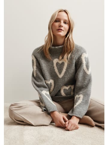 More & More softer Herz-Kuschelpullover in warm grey melange