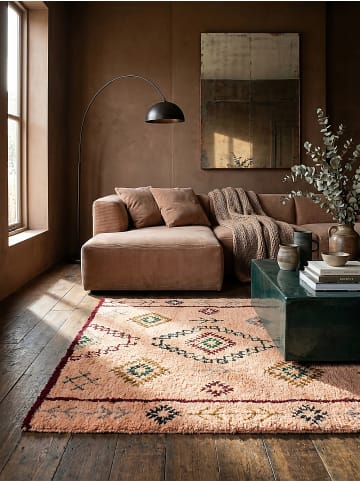 KADIMA DESIGN Teppich Wolle Handgetuftet BRUE Berber Rauten Wohnzimmer Wohnlich in Pfirsich