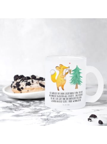 Mr. & Mrs. Panda Trinkbecher Fuchs  Weihnachtsbaum mit Spruch in Transparent