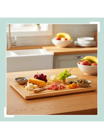 relaxdays Schneidebrett in Natur - (B)45 x (H)3 x (T)30 cm