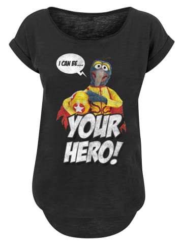 F4NT4STIC Long Cut T-Shirt Disney Die Muppets Gonzo I Can Be Your Hero in schwarz
