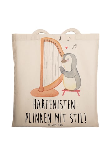 Mr. & Mrs. Panda Tote Bag Harfe mit Stil mit Spruch in Creme
