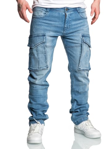 Amaci&Sons Sweathose im Denim Look LINNDALE in Hellblau