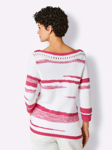creation L 3/4 Arm-Pullover in weiß-pink-gemustert