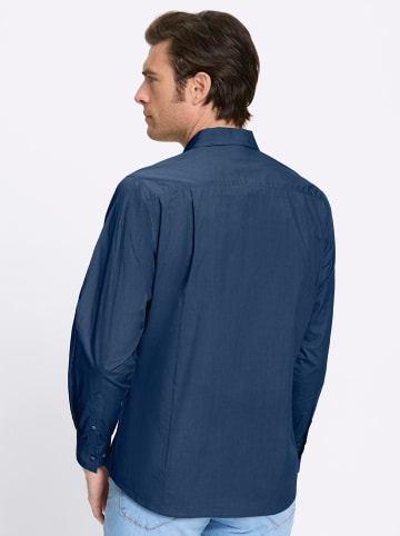 WITT WEIDEN Langarm-Hemd in jeansblau-bedruckt