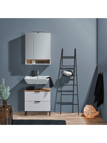 home24 home24 Waschbeckenunterschrank mit 2 Schubkästen aus Holzwerkstoff im modernen Stil in Matt Weiß
