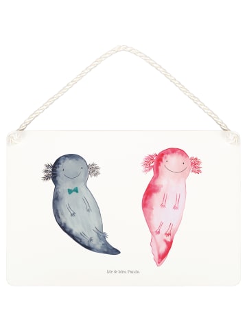 Mr. & Mrs. Panda Schild Axolotl Freundin ohne Spruch in Weiß