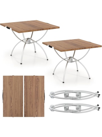 COSTWAY 2er Set Campingtisch klappbar in Braun