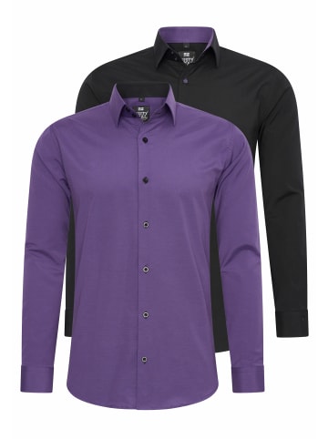 Rusty Neal 2er Set Business Hemd in 2erSet-(44_Lila)(44_Schwarz/Lila)