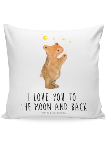 Mr. & Mrs. Panda Kissen bedruckt Verliebter Bär mit Spruch in Weiß