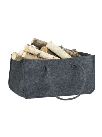 relaxdays Kaminholztasche in Anthrazit - (B)25 x (H)25 x (T)50 cm