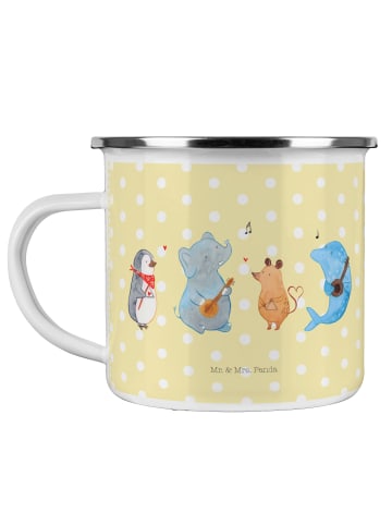 Mr. & Mrs. Panda Camping Emaille Tasse Big Einheit ohne Spruch in Gelb Pastell