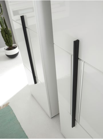 Furn.Design Badmöbel-Set weiß Hochglanz schwarz 190 cm, Badkombination mit Waschbecken
