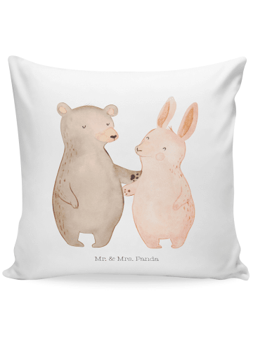 Mr. & Mrs. Panda Kuschel Kissen Bär und Hase Umarmen ohne Spruch in Weiß