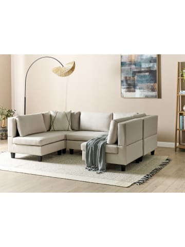Beliani 5-tlg Modulsofa UNSTAD in Beige/Schwarz