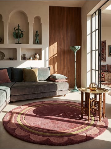 KADIMA DESIGN Teppich Wolle für Fußbodenheizung WENSUM modern Wohnzimmer in Beerenrot