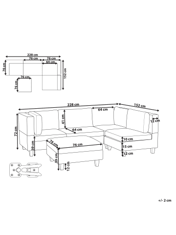 Beliani 5-tlg 4-Sitzer Sofa UNSTAD in Beige/Schwarz