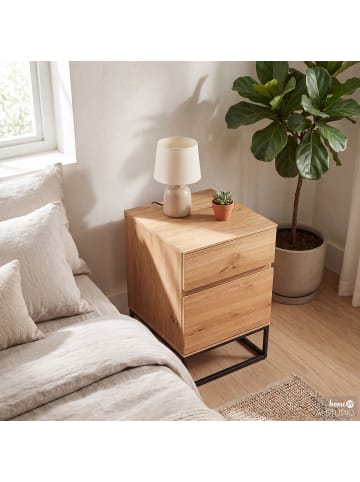 home24 Nachtkommode NOZZA mit 1 Tür in Eiche